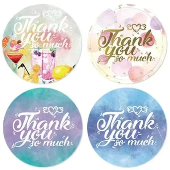 500 Summer Fun Thank You Stickers 1 inch , Roll, Round PRICE IS FIRM - Picture 2 of 3